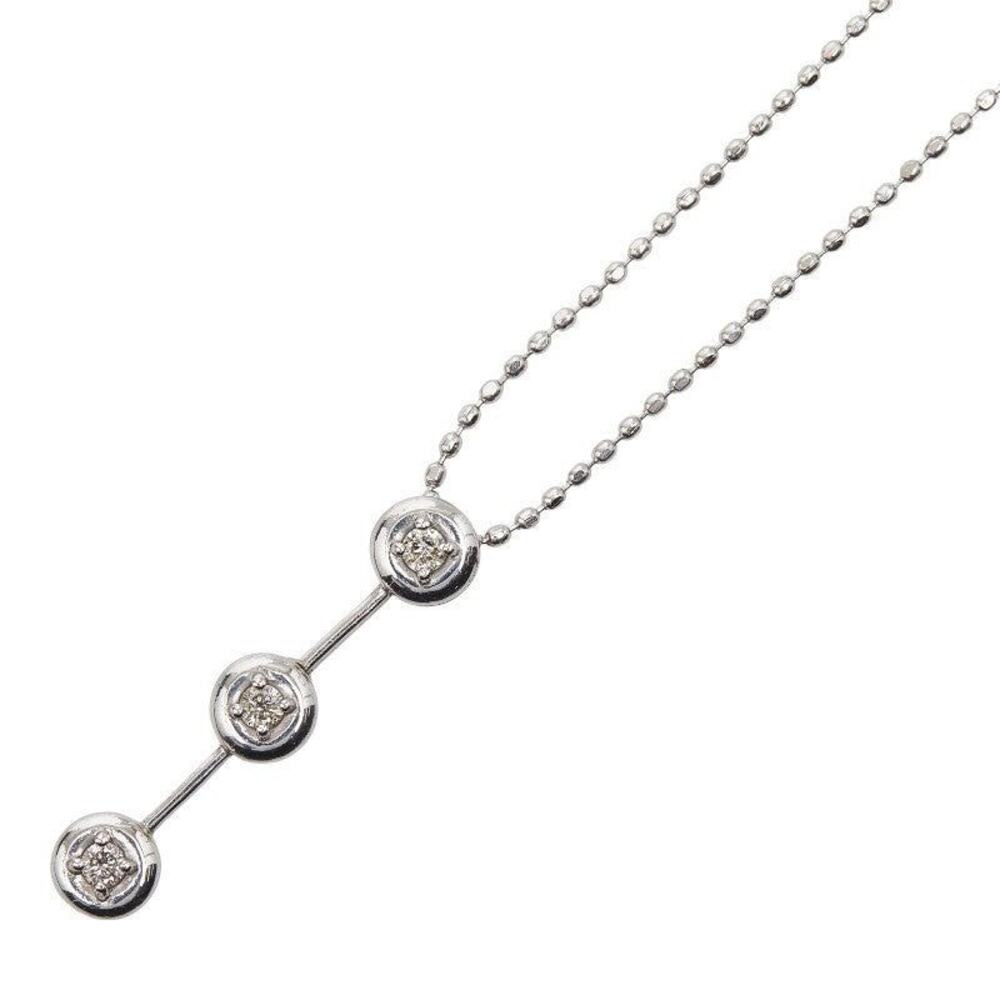 Unbranded Triple Diamond 14K White Gold Necklace Silver